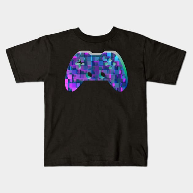 3D Blocks - Gamepad - Gaming Gamer - Controller - Video Game Lover - Graphic Console PC Game - Purple Kids T-Shirt by MaystarUniverse